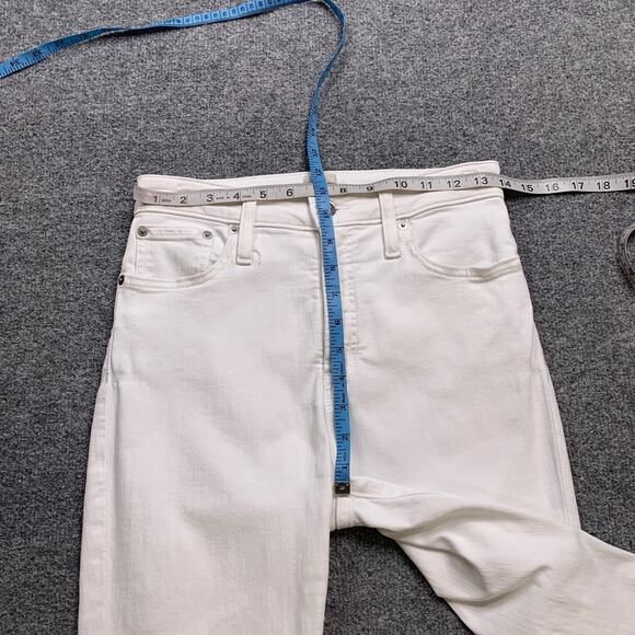 J Crew Jeans Women 27 White Denim Curvy Toothpick High Rise Super Skinny Ankle - Picture 3 of 11